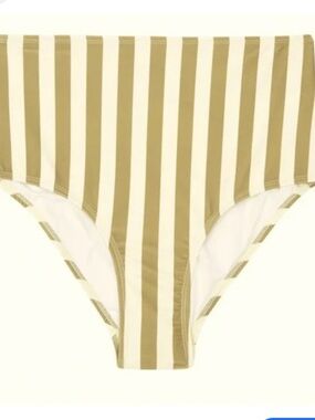 Rylee and Cru High-Waisted Striped Olive Bikini Bottom